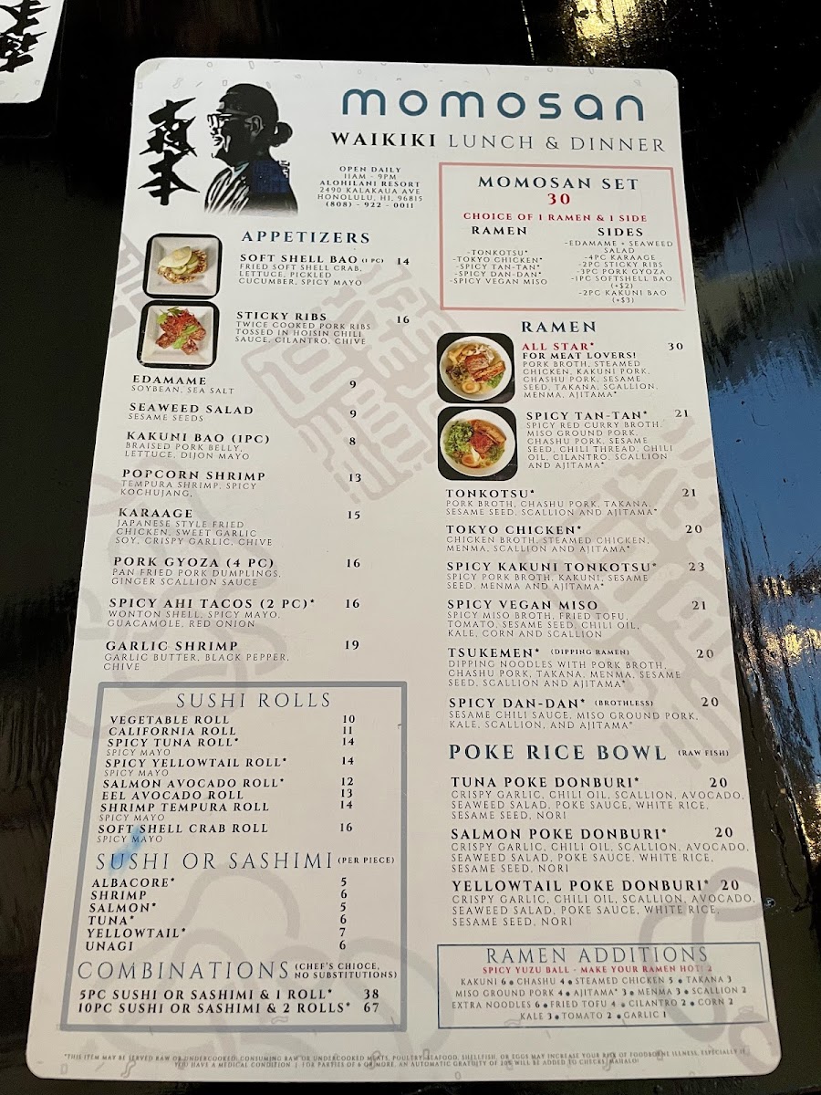 Momosan Waikiki Menu - Image 3